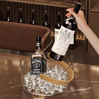 Portable Acrylic Ice Bucket with Leather Handle for Beer Wine Champagne
