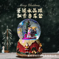 Christmas Bear Crystal Ball Music Box Night Light with Rotating and Lighting Function, Birthday Gift for Kids