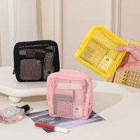 Dopamine Color Mesh Cosmetic Bag Portable Lipstick Square Storage Pouch