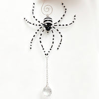 Halloween Black and White Spider Crystal Pendant Ornament