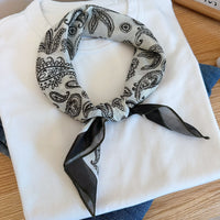 Vintage Japanese Style Cotton Linen Paisley Scarf for Neck or Head