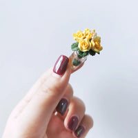 1:12 Scale Miniature Rose Potted Plant for Dollhouse Decor