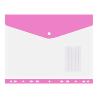 A4 Transparent Document Folder with Snap Button Closure and Card Slot, Multi-Color File Organizer for Students