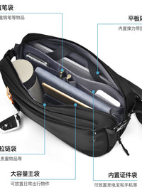Men's Multi-Compartment Water-Resistant Crossbody Bag Tactical Style Shoulder Messenger Bag