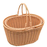 Handwoven Rattan Picnic Basket with Handle, Easy-Clean Storage for Snacks and Fruits
