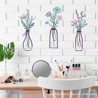Minimalist Metal Flower Vase Wall Decor Art Craft Ornament for Living Room