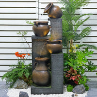 Indoor/Outdoor Tiered Rockery Fountain with LED Light - Zen Garden Water Feature for Home & Patio Decor