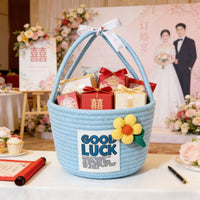 Handwoven Cotton Rope Storage Basket with Handles for Gifts & Favors