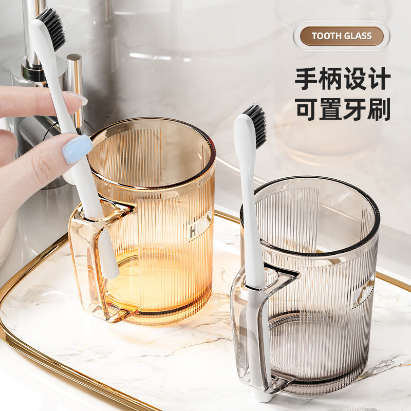 Luxury Mouthwash Cup Set with Handle for Kids & Couples, Toothbrush & Toothpaste Storage