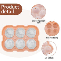 Silicone 6-Cavity Diamond Ice Cube Tray with Lid for Whiskey and Cocktails