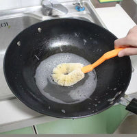 Natural Fiber Pot Brush with Coconut Palm Bristles for Non-Stick Cookware Cleaning