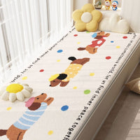 Cute Pet-Themed Faux Cashmere Absorbent Non-Slip Floor Mat for Balcony, Bay Window, Tatami
