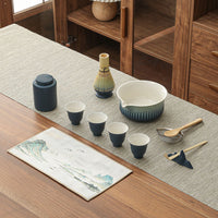 Japanese Matcha Tea Ceremony Set with Spouted Bowl and Bamboo Whisk