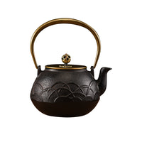 Cast Iron Teapot with Copper Handle and Lid, 1200ml Japanese Style Kettle for Boiling Water