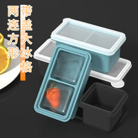 Silicone Ice Cube Tray with Lid, Baby Food Storage Container, Freezer Safe, Steaming Safe, Single Compartment