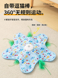 Interactive Cat Play Mat with Rotating Wand Toy and Hideaway Cover