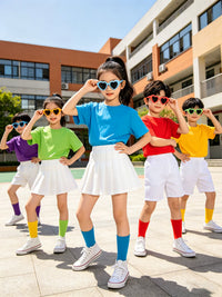 Kids' Colorful T-Shirt Set for School Events & Performances, Parent-Child Matching Outfits