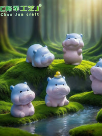 Miniature Hippo Figurines for DIY Micro Landscape Decor