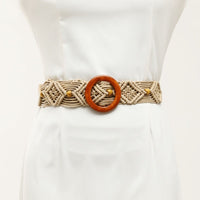 Korean Style Retro Hollow Beaded Rope Woven Waist Chain Belt for Women