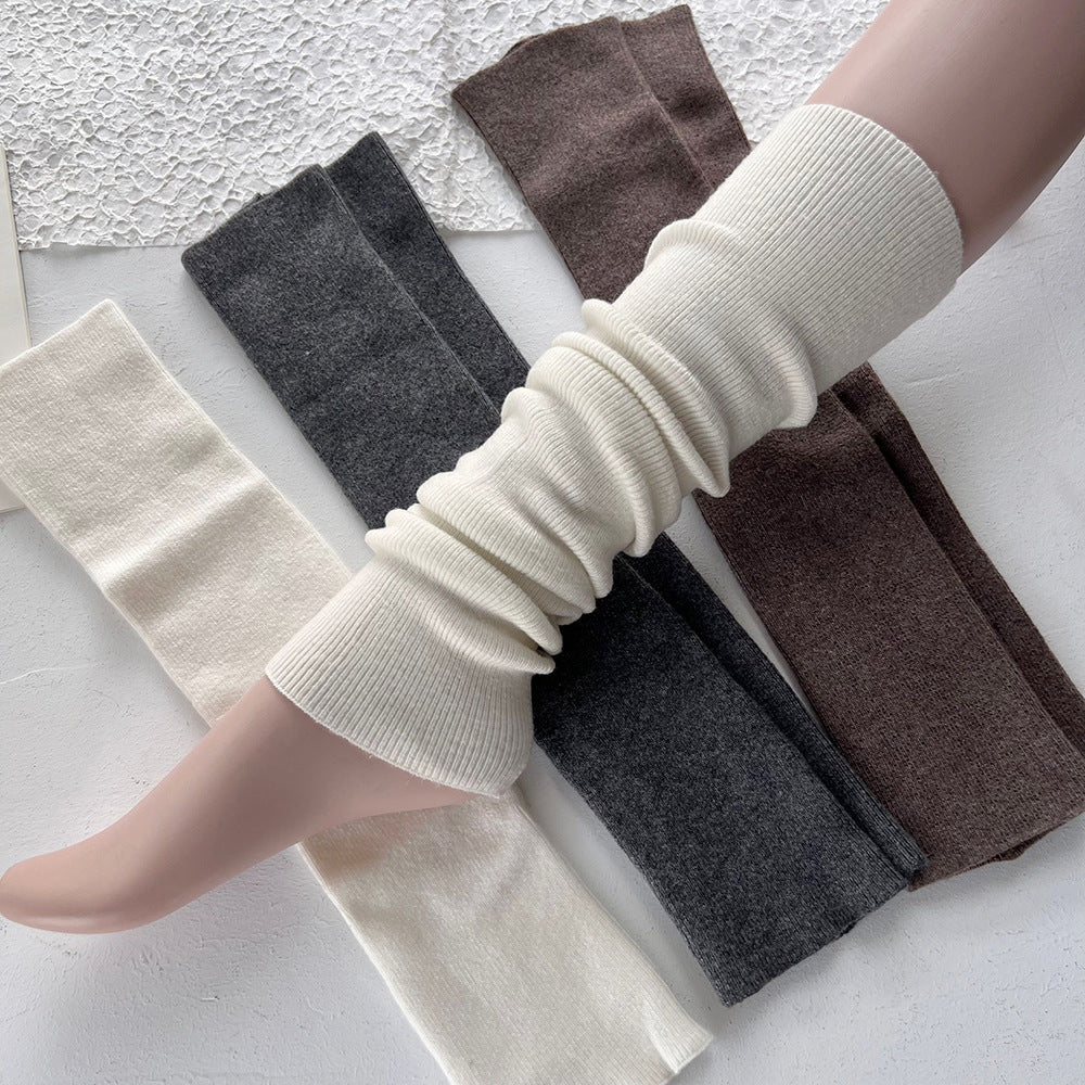 Wool Cashmere Blend Leg Warmers for Women - Solid Color Over-the-Knee Yoga Socks