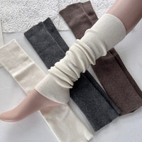 Wool Cashmere Blend Leg Warmers for Women - Solid Color Over-the-Knee Yoga Socks