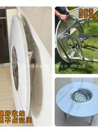Thickened Stainless Steel Folding Round Table for Outdoor BBQ, Camping, and Patio Gatherings