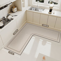 L-Shaped Diatomaceous Earth Kitchen Mat Absorbent Non-Slip Cuttable Floor Mat