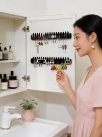 Wall-Mounted Jewelry Organizer for Earrings, Necklaces, Bracelets, and Rings