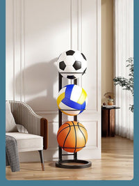 Foldable Sports Ball Storage Rack for Indoor Use - Basketball, Football, and Exercise Equipment Organizer