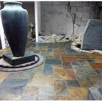 Natural Bluestone Slate Rust-Colored Non-Slip Paving Slabs for Outdoor Garden and Villa Landscaping