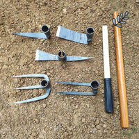 German Forged Garden Hoe and 3-Tine Rake Set for Digging, Planting, and Weeding