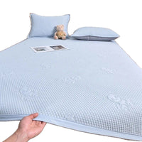 Cartoon Bear Ice Silk Cooling Mat 3-Piece Set for Summer, Machine Washable