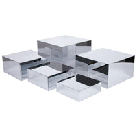 5-Piece Gold Mirror Acrylic Display Risers Set for Buffet & Dessert Tables