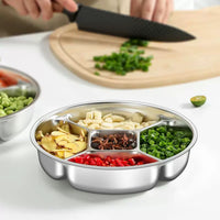 316 Stainless Steel Divided Prep Platter for Hot Pot, Snacks, and Fruits