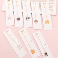 Cute Cartoon Cat Metal Bookmark with Pendant for Students