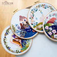 DIY Embroidery Kit for Adults, Landscape Pattern Needlework Craft with Hoop and Tutorial