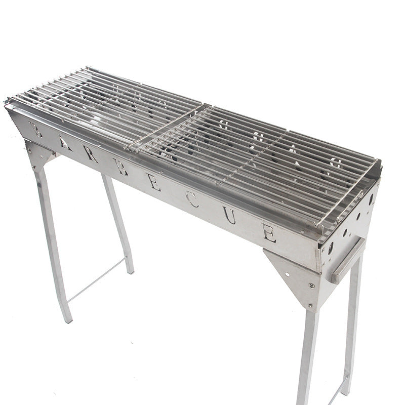 Outdoor Foldable Stainless Steel BBQ Grill for Home Use, Portable Charcoal Smoker for Patio Camping