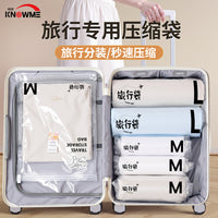 Hand-Roll Vacuum Compression Bags for Travel Clothes Storage, No Pump Needed