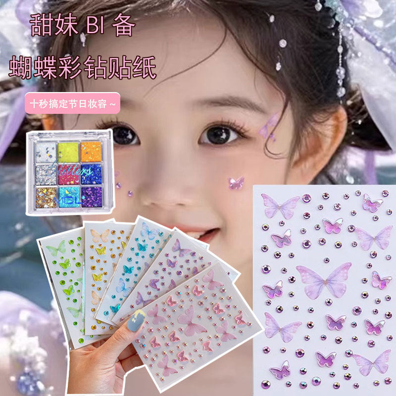 Self-Adhesive Face Gems & Glitter Eyeshadow Set for Stage Makeup & Festivals