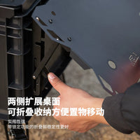 Outdoor Camping Storage Box Lid with Handle and Gas Tank Plate, Convertible to Lamp Stand or Tabletop