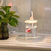 Mini Betta Fish Tank with LED Light - Desktop Glass Aquarium for Living Room Decor