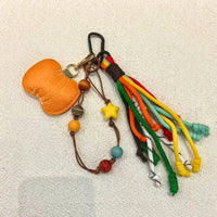 Creative Pumpkin Wool Felt Keychain Pendant DIY Phone Charm Braided Rope Keyring