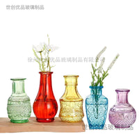 European Vintage Embossed Glass Vase Set for Dried Flowers - Living Room & Bedroom Decor