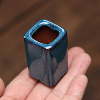 Miniature Blue Ceramic Succulent Planter Pot with Cartoon Design