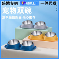 Elevated Stainless Steel Pet Bowl for Cats and Dogs, Anti-Spill Double Bowl Design, Large Capacity Food and Water Feeder