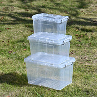 Large Capacity Clear Plastic Storage Box with Lid and Handle for Clothes and Snacks
