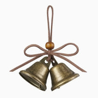1PC Vintage Style Wooden Bell Ornament with Bowknot, Home Themed Hanging Decoration