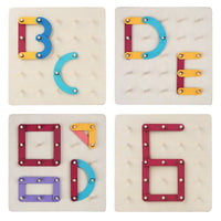 Montessori Wooden Geometric Number Letter Peg Board Puzzle for Kids Early Education