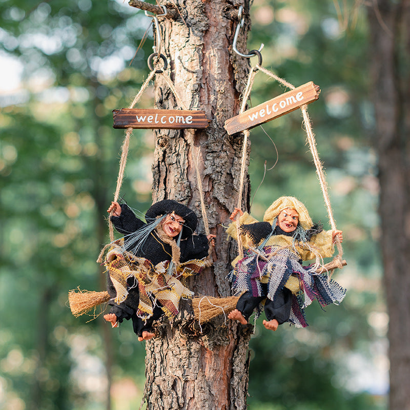 Halloween Witch Rubber Hanging Ornament for Cafe & Scene Decor