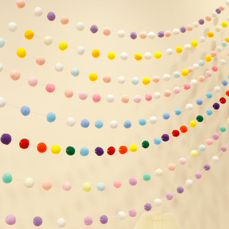 Felt Ball Garland String for Party Decor, Birthday, and School Season Decorations
